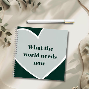 Pastel Green Heart Motivational Quote Emerald Notebook