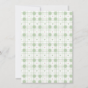 Pastel Green Heart Plaid Baby Shower Invitation
