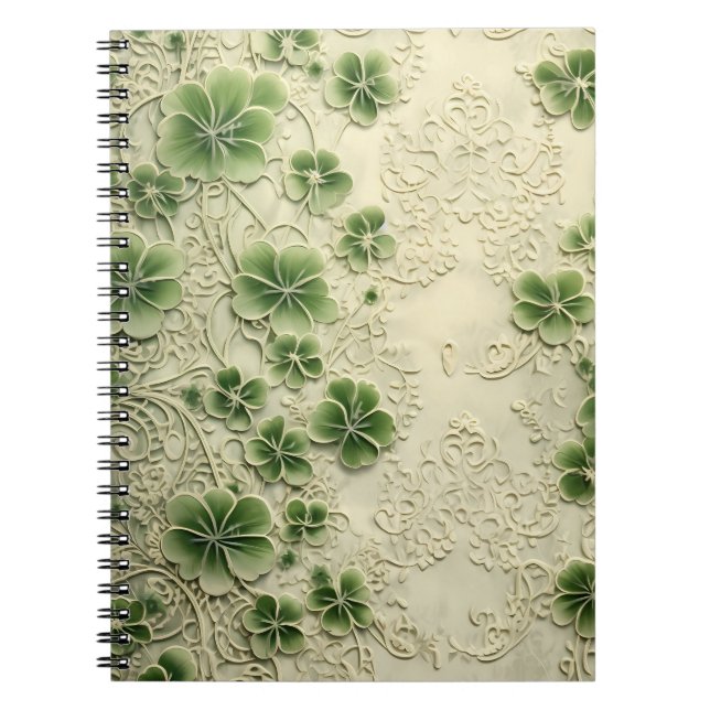 PASTEL GREEN INTRICATE LACE LOOK IRISH PATTERN NOTEBOOK (Front)