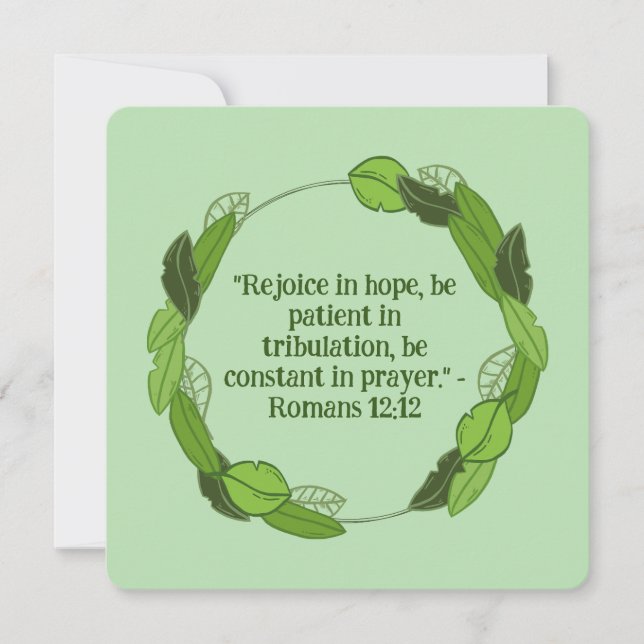 Pastel Green Leaf Floral Wreath Religious Blank (Front)