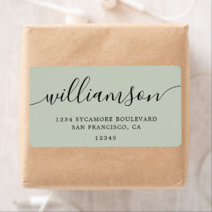 Pastel Green Modern Script Return Address 