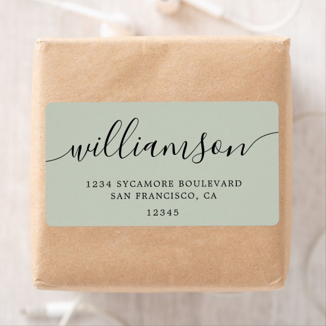 Pastel Green Modern Script Return Address  (Insitu)