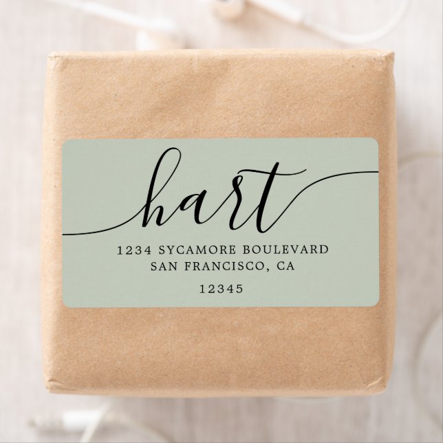 Pastel Green Modern Script Return Adresse (En situation)