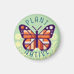 Pastel Green Monarch Butterfly Plant Native Cubist Magnet