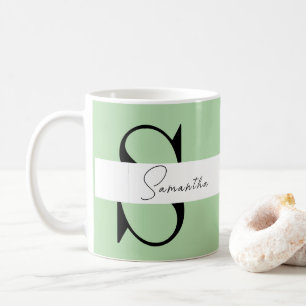 Pastel Green Monogram Classic Mug – Personalized