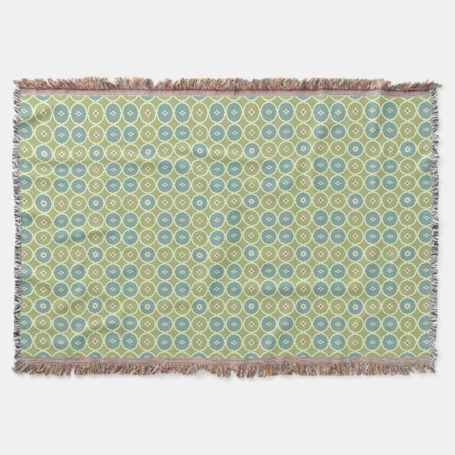 Pastel Green Moroccan Lattice Geometric Pattern Throw Blanket (Front)