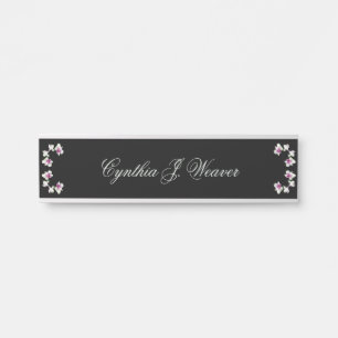Pastel Green Orchids Hanging Desk Name Plate