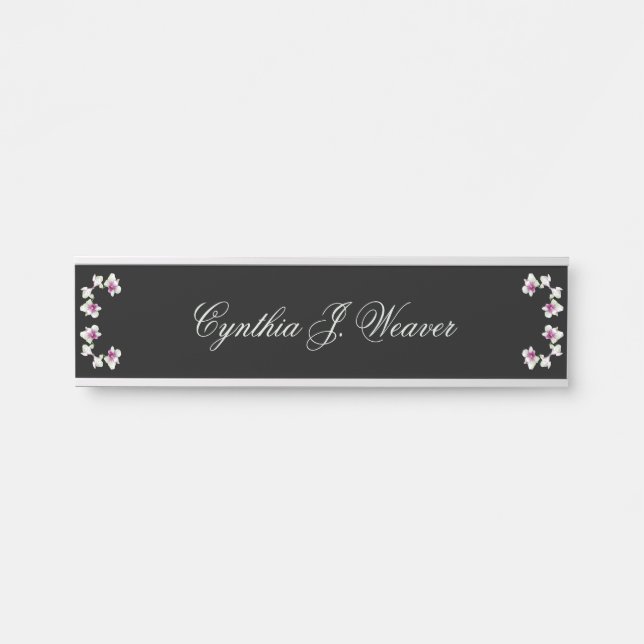 Pastel Green Orchids Hanging Desk Name Plate (Front)