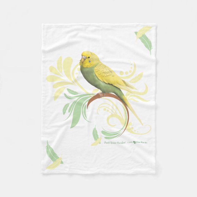 Pastel Green Parakeet Blanket (Front)