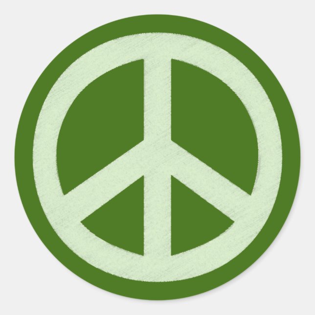 Pastel Green Peace Sign Classic Round Sticker (Front)