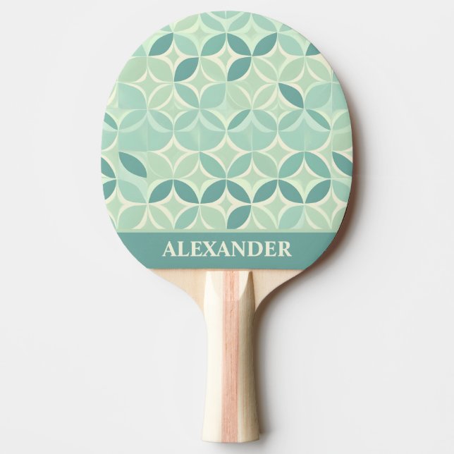 Pastel Green Personalized Abstract Pattern Ping Pong Paddle (Front)