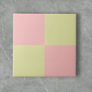 Pastel Green Pink Chequerboard Modern Minimalist Tile