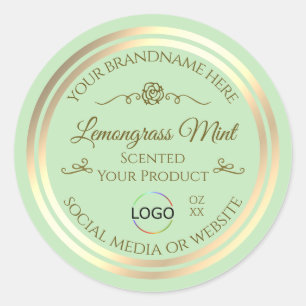 Pastel Green Product Label Gold Frame with Logo