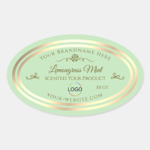 Pastel Green Product Label Gold Frame with Logo