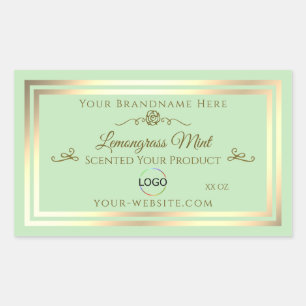 Pastel Green Product Label Gold Frame with Logo