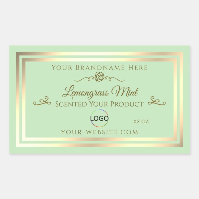 Pastel Green Product Label Gold Frame with Logo (Front)