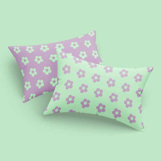 Pastel Green Purple Girly Reversable Flower Print Pillowcase (Creator Uploaded)