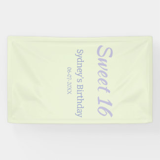 Pastel green purple sweet 16th birthday name bold banner
