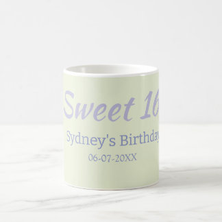 Pastel green purple sweet 16th birthday name bold coffee mug