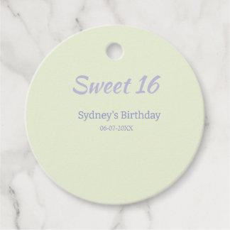 Pastel green purple sweet 16th birthday name bold favour tags