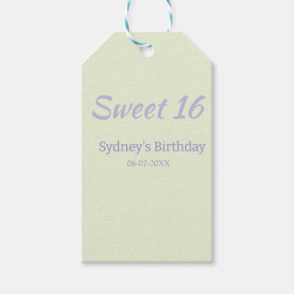 Pastel green purple sweet 16th birthday name bold gift tags