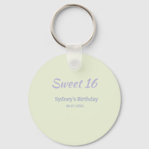Pastel green purple sweet 16th birthday name bold keychain
