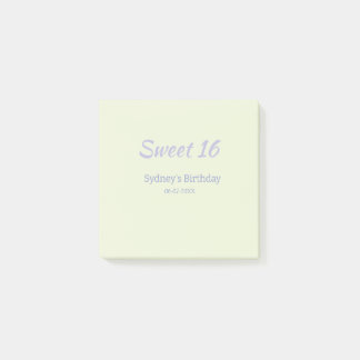 Pastel green purple sweet 16th birthday name bold post-it notes