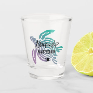 Pastel Green Purple Tribal Turtle Family Reunion Shot Glass
