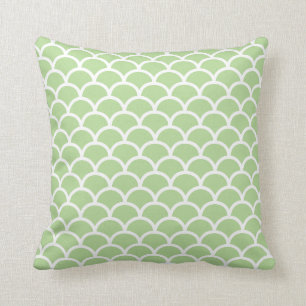 Pastel Green Scallop Pattern Throw Pillow