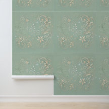 Pastel Green Shade Floral Motif