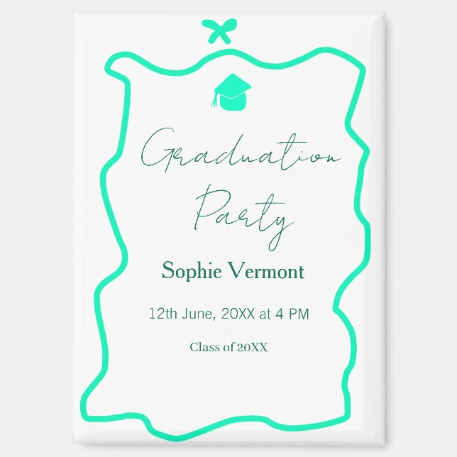 pastel green spanish border bow graduation party  magnet (Front)