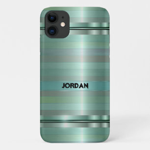 Pastel Green Stripes Pattern iPhone 11 Case