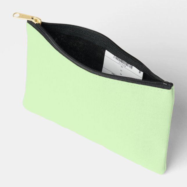 Pastel Green Tea Leaf Solid Colour Accessory Pouch (Open)