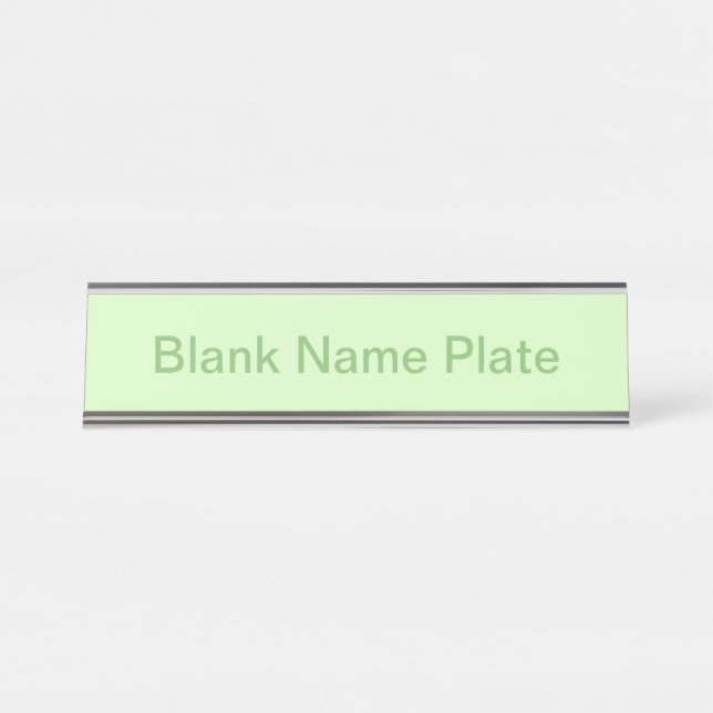 Pastel Green Tea Leaf Solid Colour Desk Name Plate (Front)