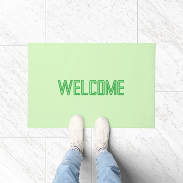 Pastel Green Tea Leaf Solid Colour Doormat (Indoor)