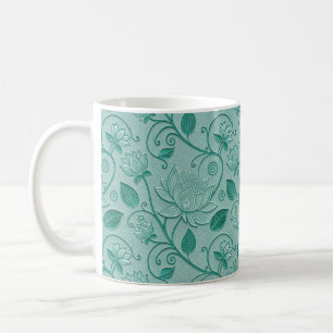 Pastel Green Tones Lotus Embossed Look Coffee Mug