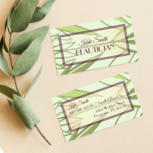 Pastel Green Tropical Foliage Nature Deco Pattern Business Card