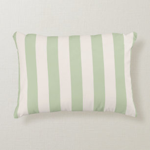 Pastel Green Vertical Stripes Accent Pillow