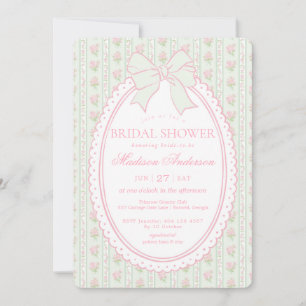 Pastel Green Vintage Fancy Floral Bridal Shower Invitation
