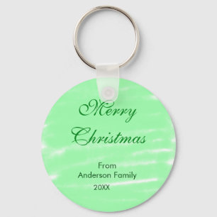 Pastel green watercolor merry christmas modern boh keychain