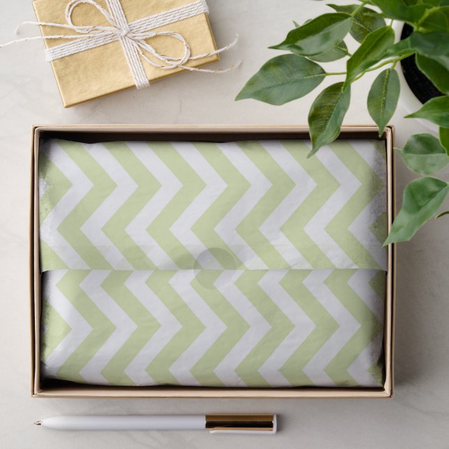 Pastel Green & White Chevron Wedding Birthday Tissue Paper (Gift)