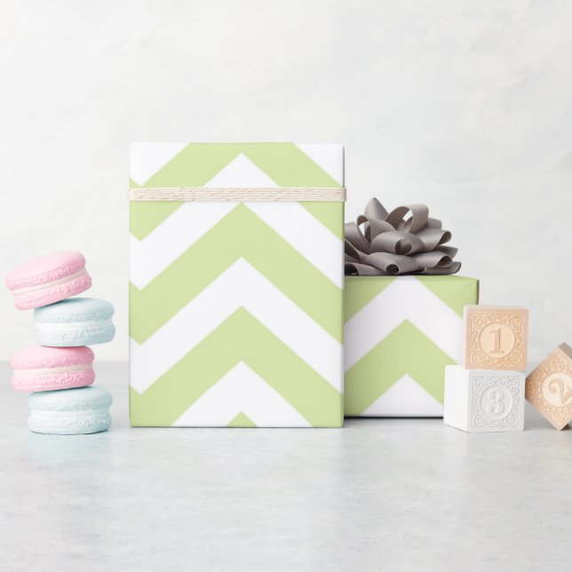 Pastel Green & White Chevron Wedding Birthday Wrapping Paper (Baby Shower)