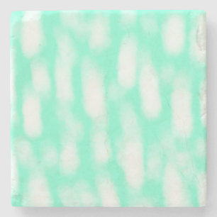 Pastel green white watercolor stripes abstract pat stone coaster