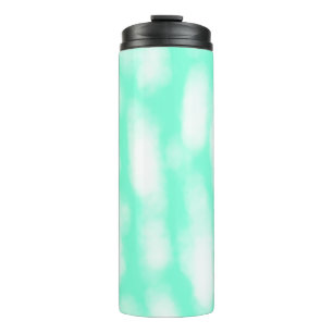 Pastel green white watercolor stripes abstract pat thermal tumbler