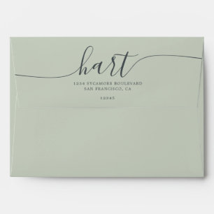 Pastel Green with Black Script Return Address Envelope