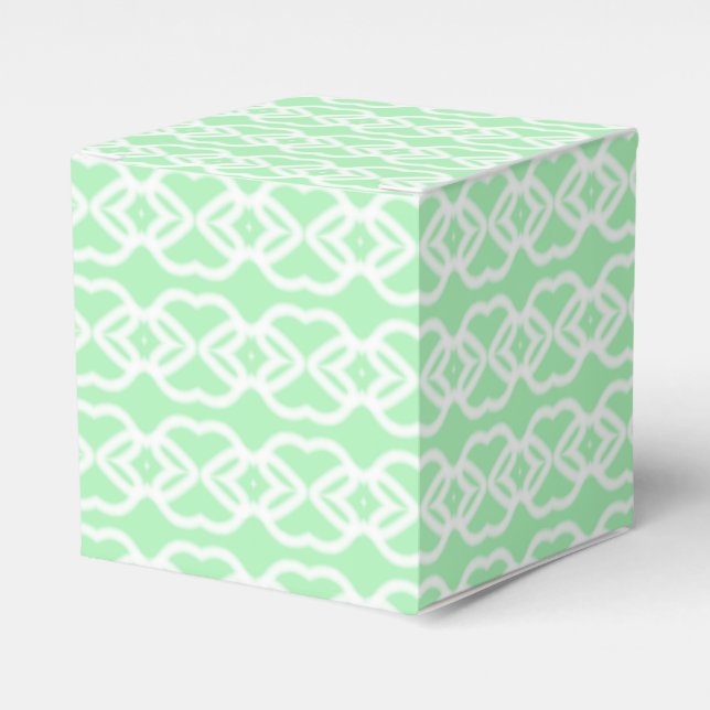 Pastel green with white fencing pattern on favor box (Front Side)