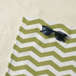 Pastel green zig zag stripe geometric beach towel