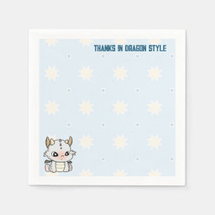 Pastel grey blue baby dragon  napkin