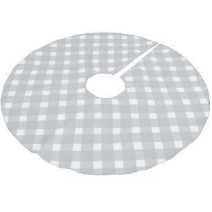 Pastel Grey Plaid Christmas Tree Base Cover  Brushed Polyester Tree Skirt
