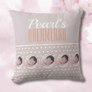 Pastel Grey Polka Dot Nursery Gift Throw Pillow